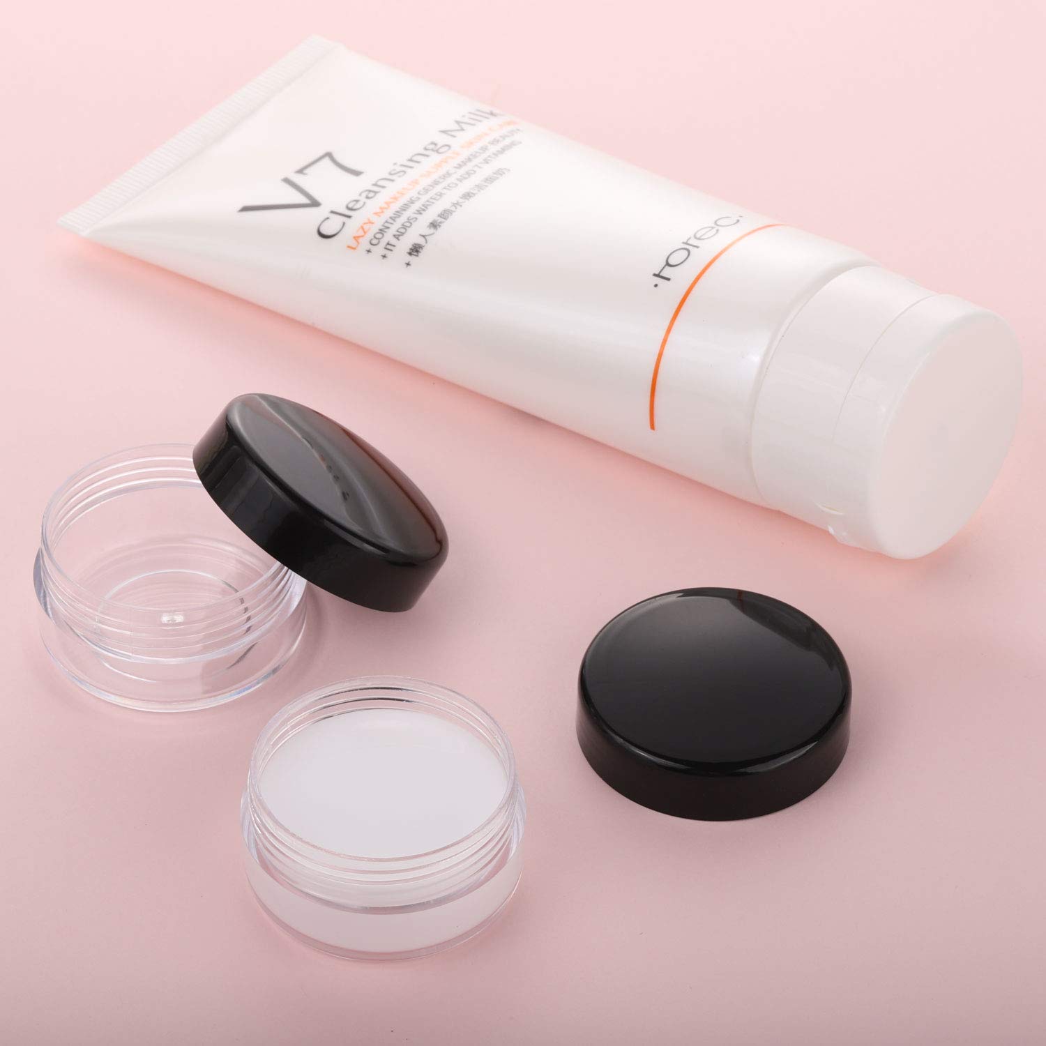 100 Pieces TSA Approved Small Jars with Lids Plastic 10g Travel Toiletries Containers for Cream and Lotion