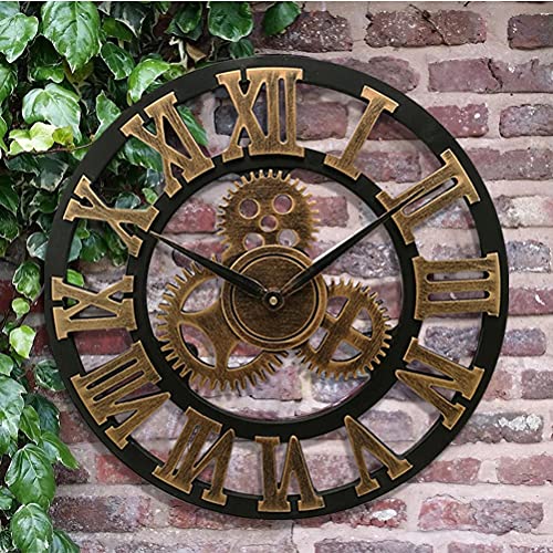 Antique Retro Gear Wood Industrial Silent Quiet Modern Wall Clock Wall Clock (Gold)