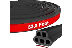 Symyda 53.8 Feet Automotive Weather Stripping Car Door Seal, Car Door Rubber Seal Strip, Universal Self Adhesive Auto Car Door Weather Stripping, for Car RV Truck Doors Window Soundproofing（Black