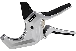 XUNTUI Ratcheting PVC Pipe Cutter - Cuts Up to 3" OD (2" Sch 40/80 Pipe) | SKD5 Steel Blade for Smooth Burr-Free Cut | Professional Plumbing Tools for DIY, Gardening(Silver Gray,75MM)