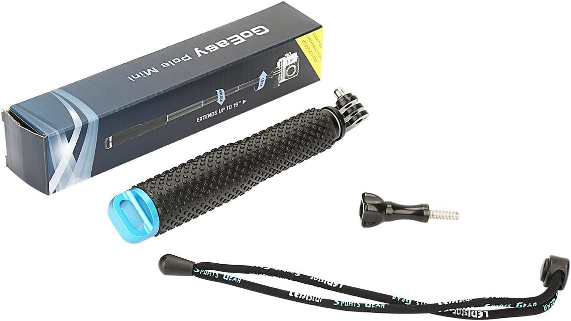 Foretoo Selfie Stick for GoPro,19”Waterproof Hand Grip Adjustable Extension Monopod Pole for Gopro Hero 6 5 4 3+3 2 1 AKASO, Xiaomi Yi,SJCAM SJ4000 SJ5000 SJ6000 (with Wrist Strap and Screw)
