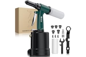 JiGiU Pneumatic Tool Air Riveter 3916LBF Pulling Pneumatic Rivet Gun Heavy-Duty Air Pop Riveter 3/32", 1/8", 5/32", 3/16" and