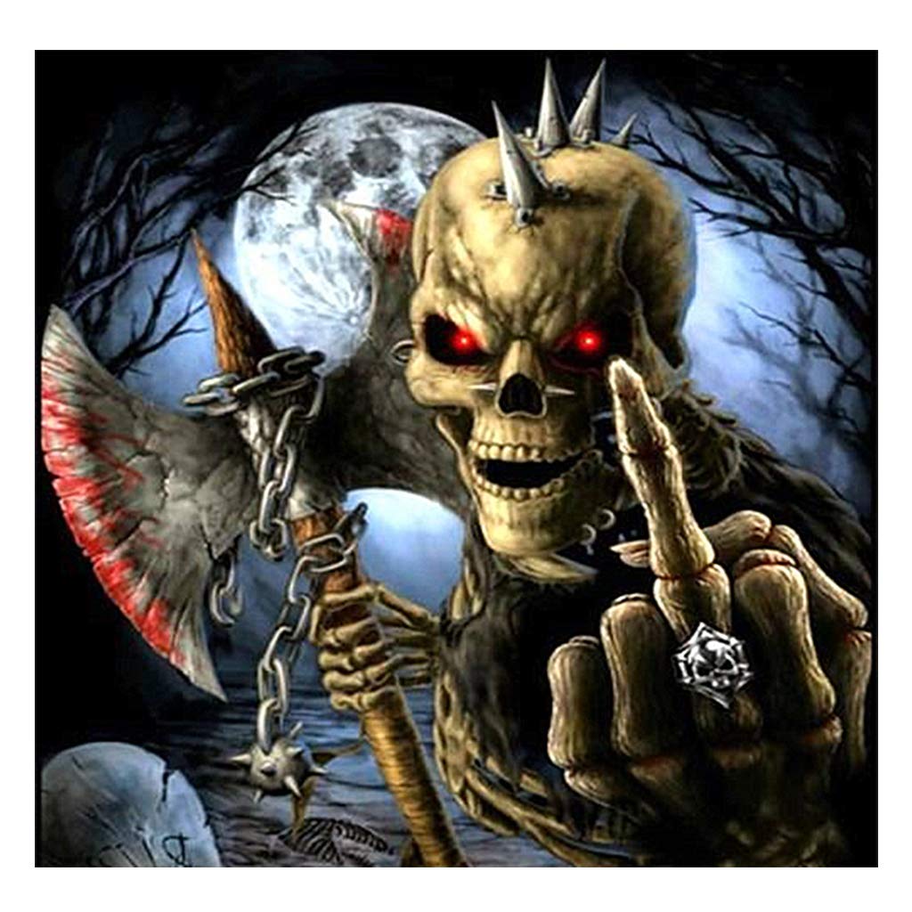 DCIDBEI Square Diamonds DIY 5D Diamond Painting by Numbers Kit Skull with Axe Square Diamond Painting Crystal Embroidery Cross Stitch Art Craft Supplies for Home Wall Decor 30 x 30 cm