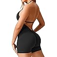 YEOREO Workout Jumpsuits Women Tummy Control Taylor V Neck Romper One Piece Sexy Backless Scrunch Butt Bodysuit