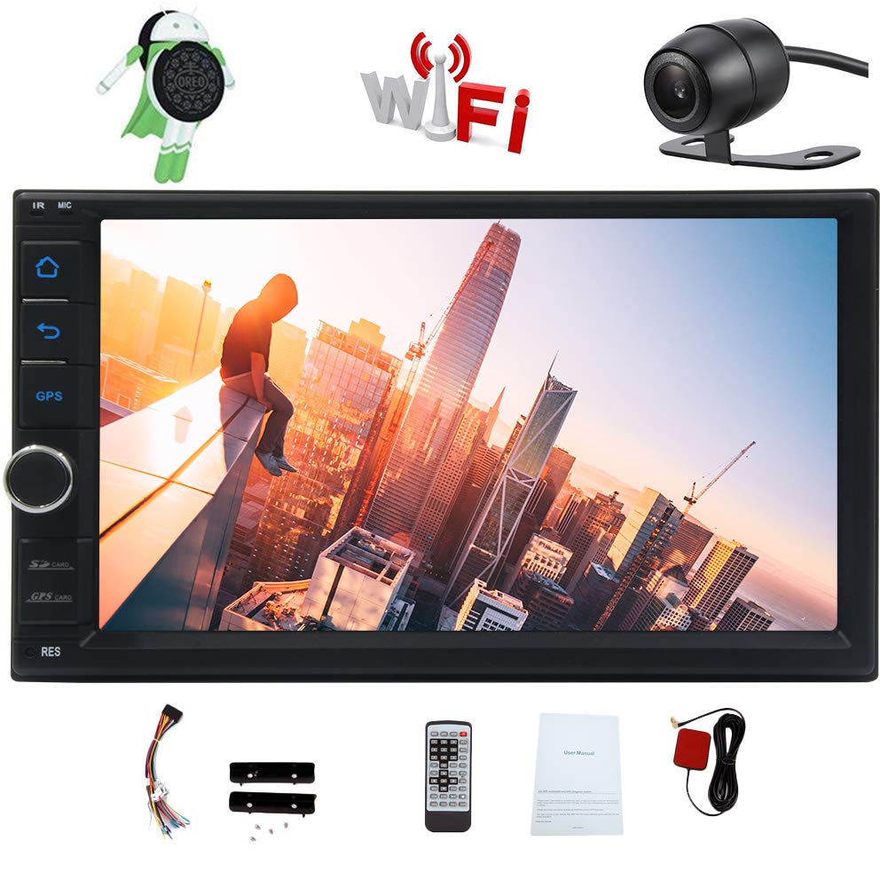 Octa-core Car Stereo Android 8.1 Oreo Head Units 7 Inch Capacitive Touch Screen Double 2 Din Car GPS Navigation Radio support Bluetooth OBD2 DVR 4G WIFI 1080P Video Subwoofer Video Out + Backup Camera