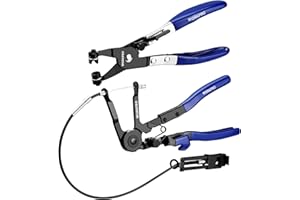 WORKPRO 2-Piece Hose Clamp Pliers Set, 27" Flexible Hose Clamp Plier & Flat Band Hose Pliers Removal Tool for Car Coolant Hose, Water Pipe