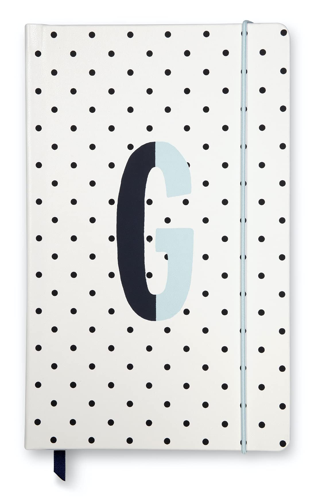 Kate Spade New York Large Take Note Initial Journal Notebook, Polka Dot Vegan Leather Bound Journal, Lined Notebook with 168 Pages and Bookmark (G (Blue))