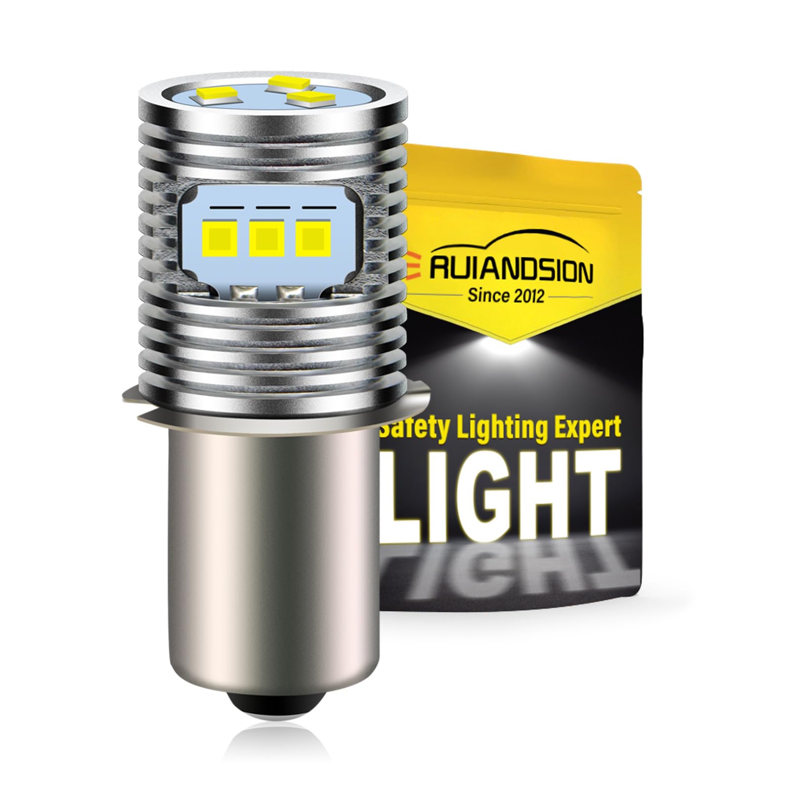 Ruiandsion Upgrade LED Flashlight Bulb P13.5S Base Bulbs 6-24V High Power CSP 9SMD Chipset Replacement for Headlamp Flashlight Torch LED Conversion Kit Bulb,Non-polarity (Pack of 1)