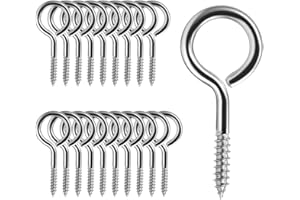 Kalekey 2.6inch Screw Eyes Heavy Duty Screws Eye Bolts Stainless Steel Eye Hooks Self Tapping Eyelet Screw for Wood Indoor & Outdoor Use(Sliver 20PCS)