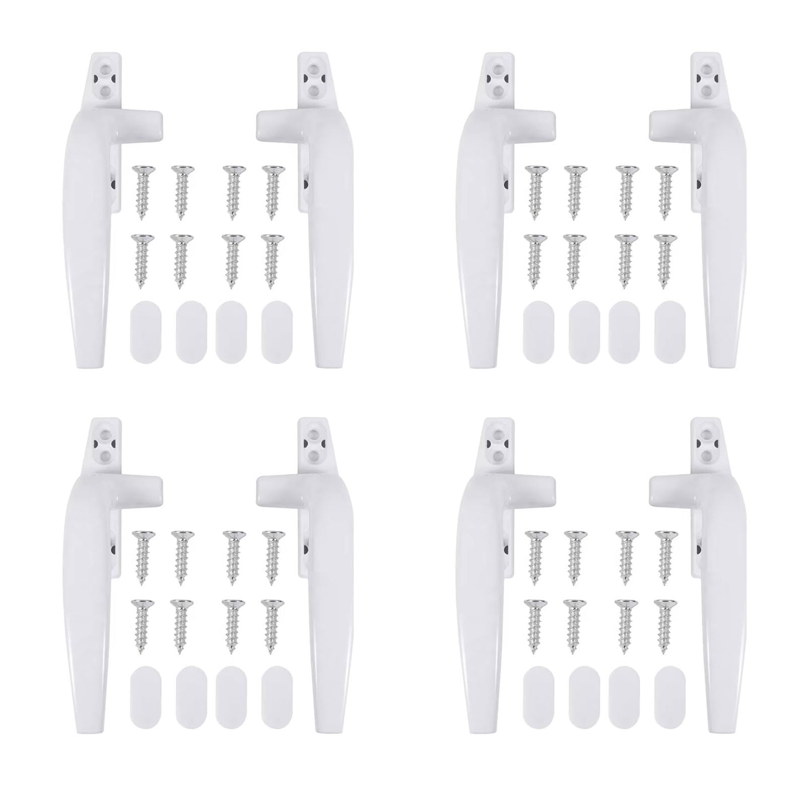 XIONGXIAOZHI 8Pcs Lock Window Handle Installation Kit: 4 Left/Right Hand Aluminum Alloy Window Handle - Suitable for UPVC Windows, Bedroom Windows, Kitchen Windows and Sliding Doors - White