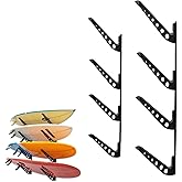 StoreYourBoard Adjustable Surfboard Storage Rack, 4 Board Wall Mount Display, Black