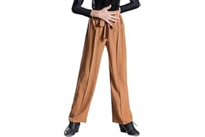 WAIYEEHEI Kids Boys Toddler Pleated Latin Modern Dance Pants Elastic Waist Tie Strap Salsa Tango Ballroom Trousers Dancewear Loose