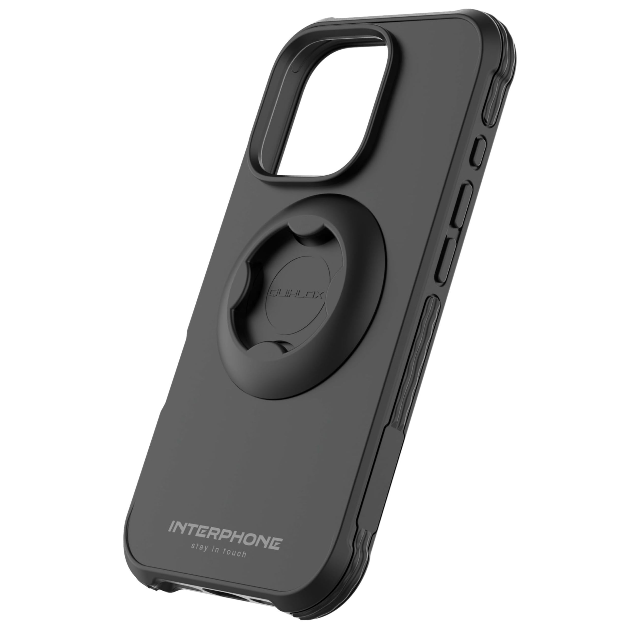 INTERPHONE Quiklox - Case for Apple iPhone 16 PRO Tetraforce for Motorcycle Car or Bike Attachments Quiklox Range – Mobile Phone Holder Cover Motorcycle – Modular QUIKLOX System – Quick Release Black