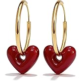 Red Heart Earrings for Women Valentines Earrings Gold Heart Hoop Women Valentines Day Gift for Her Red Dress Accessories