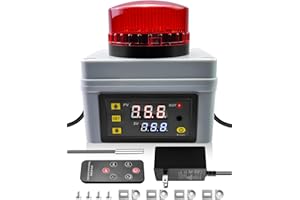 12V Digital Temperature Alarm Monitor with Remote Control – 120DB High/Low Temp Alert, Waterproof Sensor Probe, – -50℃-110℃ T