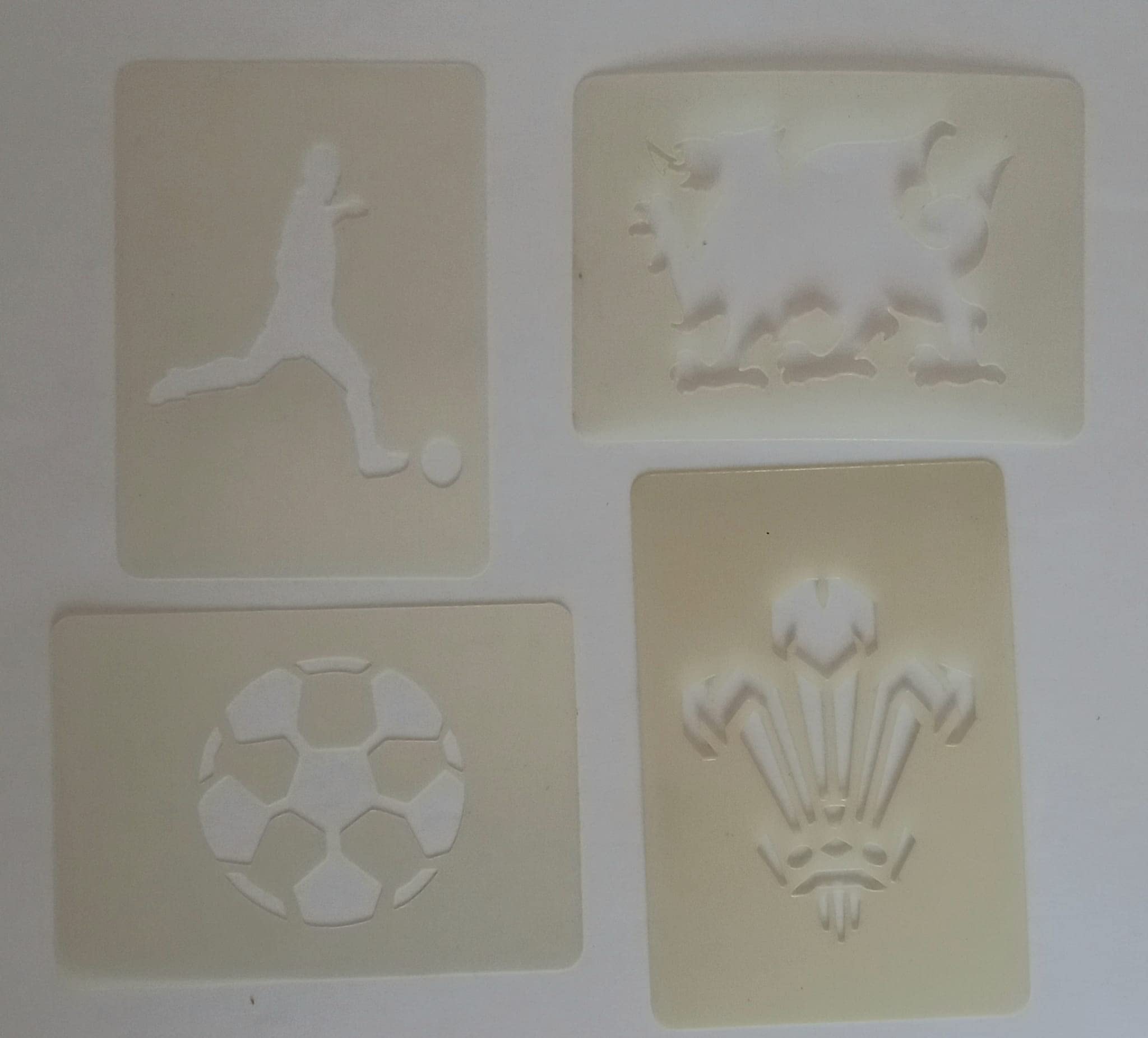 Wales Football themed face painting stencils reusable many times Welsh feather dragon