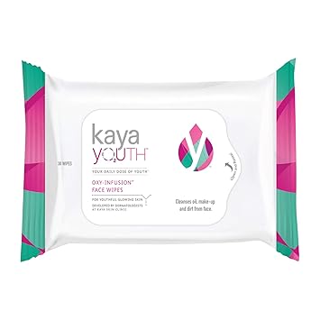 Kaya Youth Oxy-Infusion Face Wipes,Boosts Skin Oxygen,Clears dirt and removes makeup,Gives fresh and glowing skin,Developed by Dermatologists,30 Pcs