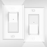 2 Pack Illuminated 3 Way Light Switch, Decora Paddle Rocker Light Switch with LED Night Light, Automatic On/Off Sensor, 15Amp