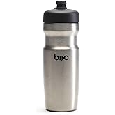 bivo Trio Mini 17oz Insulated Stainless Steel Bike Water Bottle - for Cycling - Compact, Fits Most Cages, Dishwasher Safe, High Flow Sports Nozzle - Keeps Drinks Cold 12+ Hours - (Raw)