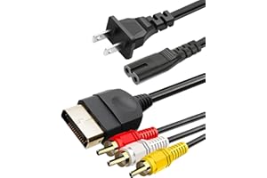 FIOTOK Power Cord and AV Cable Compatible with Xbox, AC Power Cord Fit for Sony PS5/PS4/PS4 Slim/PS3 Slim, Xbox One S/X/Series X/S, TV Printer Speaker Monitor 2 Prong Replacement