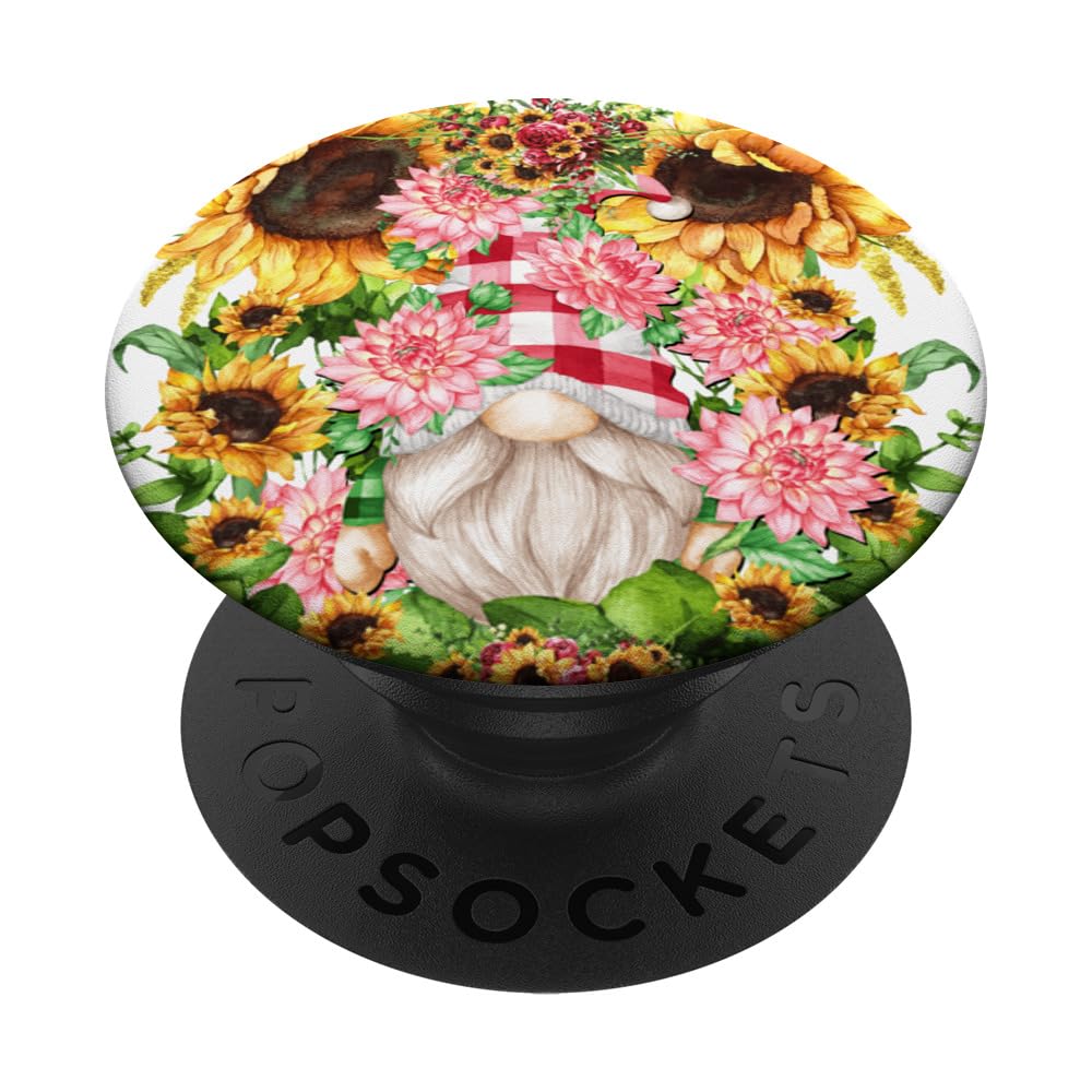 Nature Lover Gnome Graphic For Women And Men Cute Flower PopSockets Swappable PopGrip