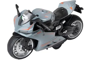 CYYSFIVQZ Toy Motorcycle-Pull Back Motorcycle Toy with Sounds and Lights,1:12 Scale Motorcycle Model Toy for Kids, Pull Back Vehicle Boys Kids for Age 3+ Year Old Birthday Supplies (Gray)