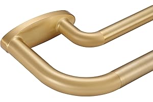MAYRHYME Double Curtain Rods Warm Gold,Room Darkening Drapery Rod for 72-144 Inches,Adjustable 3/4 Inches Front and 5/8 Inches Back Quality Metal Rod for Window,Wrap Around Design