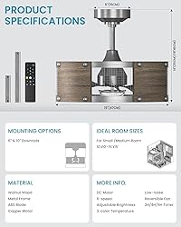 Frstem 19 Inch Farmhouse Caged Ceiling Fan, Solid