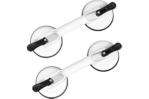 FCHO Glass Suction Cups Heavy Duty Aluminum Vacuum Plate Handle Glass Holder Hooks to Lift Large Glass/Tile Suction Cup Lifter/Dent Puller/Bathroom Safety Grab Bar (White2 Pack)