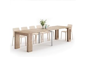 Mobili Fiver, Easy, Extendable Console Table with Extension Leaves Holder, 17.7(120.1) x35.4 in, Oak, Made in Italy