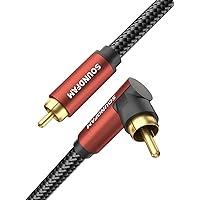 90 Degree RCA Cable Right Angle Subwoofer Cable, SOUNDFAM Digital Coaxial Audio Cable Gold-Plated Dual Shielded - 3 Feet/1M
