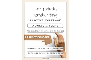 Cozy Study Handwriting Workbook for Adults and Teens: A Booklet to Help Improve Your Penmanship and Lettering Skills with Tip