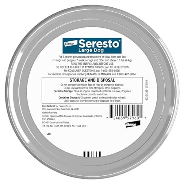 SERESTO LARGE DOG VET-RECOMMENDED FLEA & TICK TREATMENT & PREVENTION COLLAR FOR DOGS OVER 18 LBS. | 8 MONTHS PROTECTION