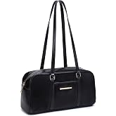 Womens Faux Suede Bowler Satchel Handbag East-West Shoulder Bag Hobo Purse | Underarm Shoulder Style,Long Top Handles,Versatile Carrying,for Commuting,Shopping,Travel and Outings