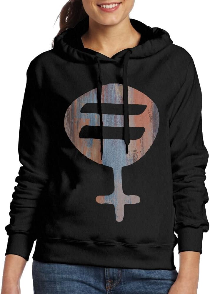 BERT LIFE Feminism & Equality Symbol Casual Women Hoodies Long Sleeve Drawstring Sweatshirt L