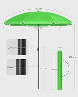 SONGMICS Parasol 160 cm Sun Protection UPF 50+ Bendable 30° Garden Beach view 4