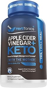 5X Potent Apple Cider Vinegar Capsules Plus Keto Bhb - Fat Burner and Weight Loss Supplement Detox for Women and Men 120 Vegan Pills