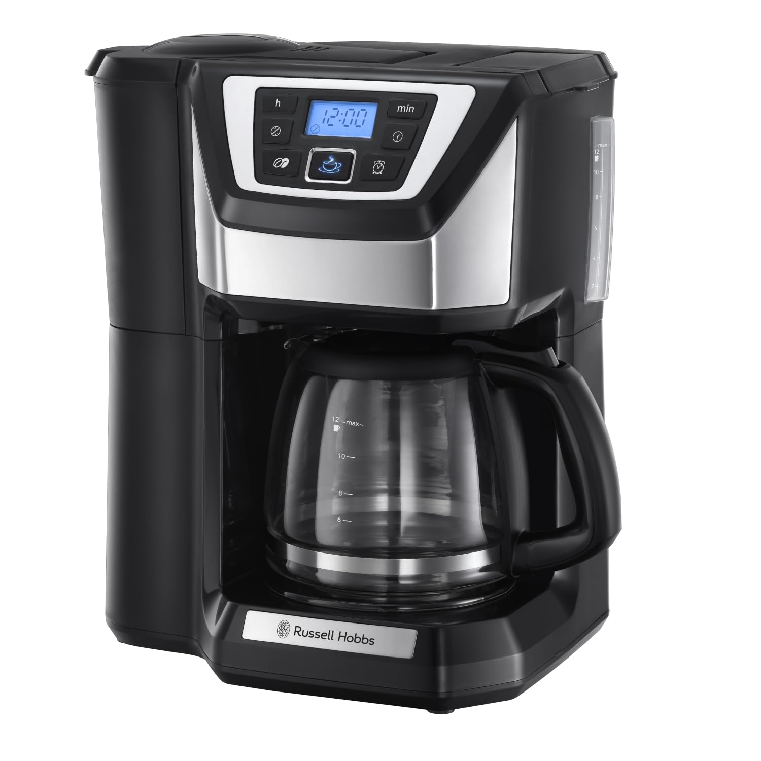 Russell Hobbs Chester Bean to Cup Filter Coffee Machine with Built-In Grinder, Grind & Brew Automatic Coffee Maker, 4-12 Cup Brewing Option, 24 Hour Programmable Timer, 40 Minute Keep Warm, 1025W
