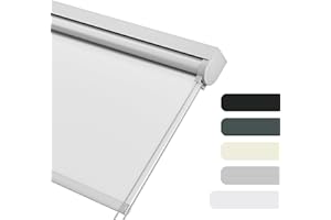 HOTSOON Blackout Roller Shades for Windows, Color-Matched Roller Blinds, UV Protection, Thermal Insulation Fabric Room Darkening Shades for Home, Office, White, 27" W x 72" H