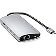 Satechi USB C Hub Multiport Adapter V3, 8 in 1 with 8K HDMI, 85W USB C PD Charging, 4X USB Data Ports, Ethernet, SD Card Reader, for MacBook, Windows - Silver
