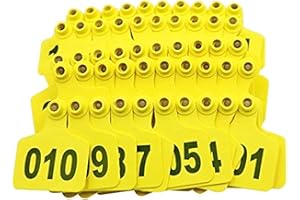 Cattle Ear Tags, Large Plastic Livestock Ear Tags for Sheep Cattle Calf Hog with Number 001-100/101-200/201-300, Animal Ident