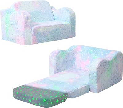 MeMoreCool Kids Couch Folding Kids Sofa Bed Glow in the Dark