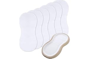 DOLLFORM 6 Pcs Changing Pad Liner, Compatible with Keekaroo Peanut Changer, Quilted Thicker Non-Slip Reusable Machine Washable Waterproof Changing Table Liners, White