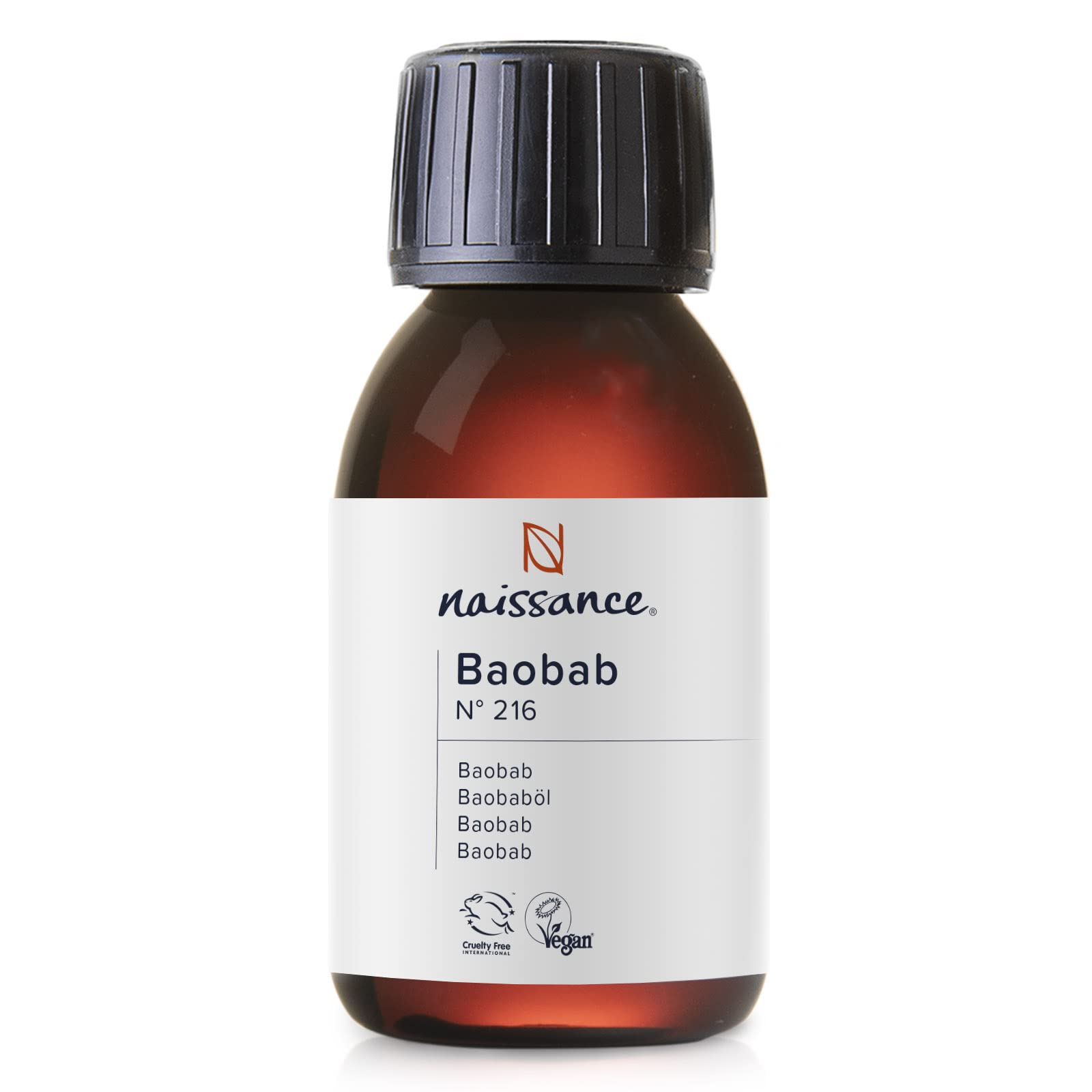 Naissance Baobab Oil (No. 216) - 100ml - 100% Pure, Natural Moisturiser for Body, Hair & Face - Moisturising, Calming For Dry Skin, Vegan