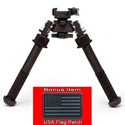 Authentic Atlas Bipod BT46LW17 w/ ADM 170-S Lever (w/ Bonus Hook &amp; Loop USA Black Flag Patch)
