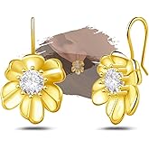 Sterling Silver Flower Earrings - Purple Cubic Zirconia Drop Dangle Earrings Hypoallergenic Lightweight Sparkle CZ Floral Dangling Earring Dainty Gifts for Mom Wife