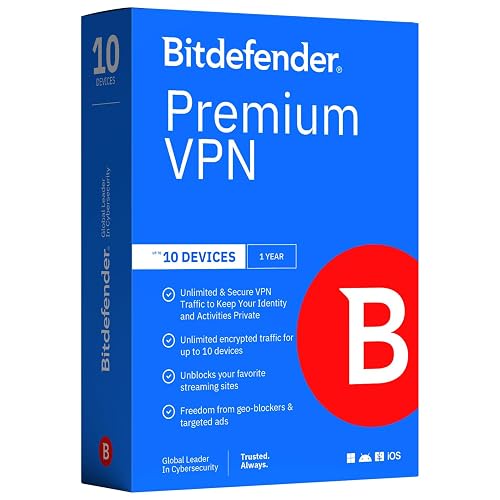 Bitdefender Premium Unlimited VPN - 10 Devices | 1 year Subscription | PC/Mac/Android/iOS