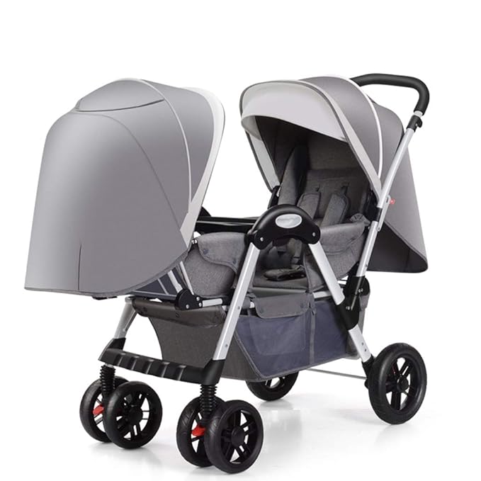 City Mini Doppel Kinderwagen Baumwolle Leinen/kann den Aufzug eingeben/justieren den Sitz unabhängig 144 * 58 * 107 cm (Farbe