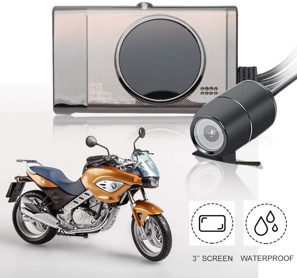 MASO Motorcycle Dash Cameras 3" 1080P HD Action Dual Camera Video Recorder 125° Wide-angle Lens Night Vision Waterproof Front and Rear Camera