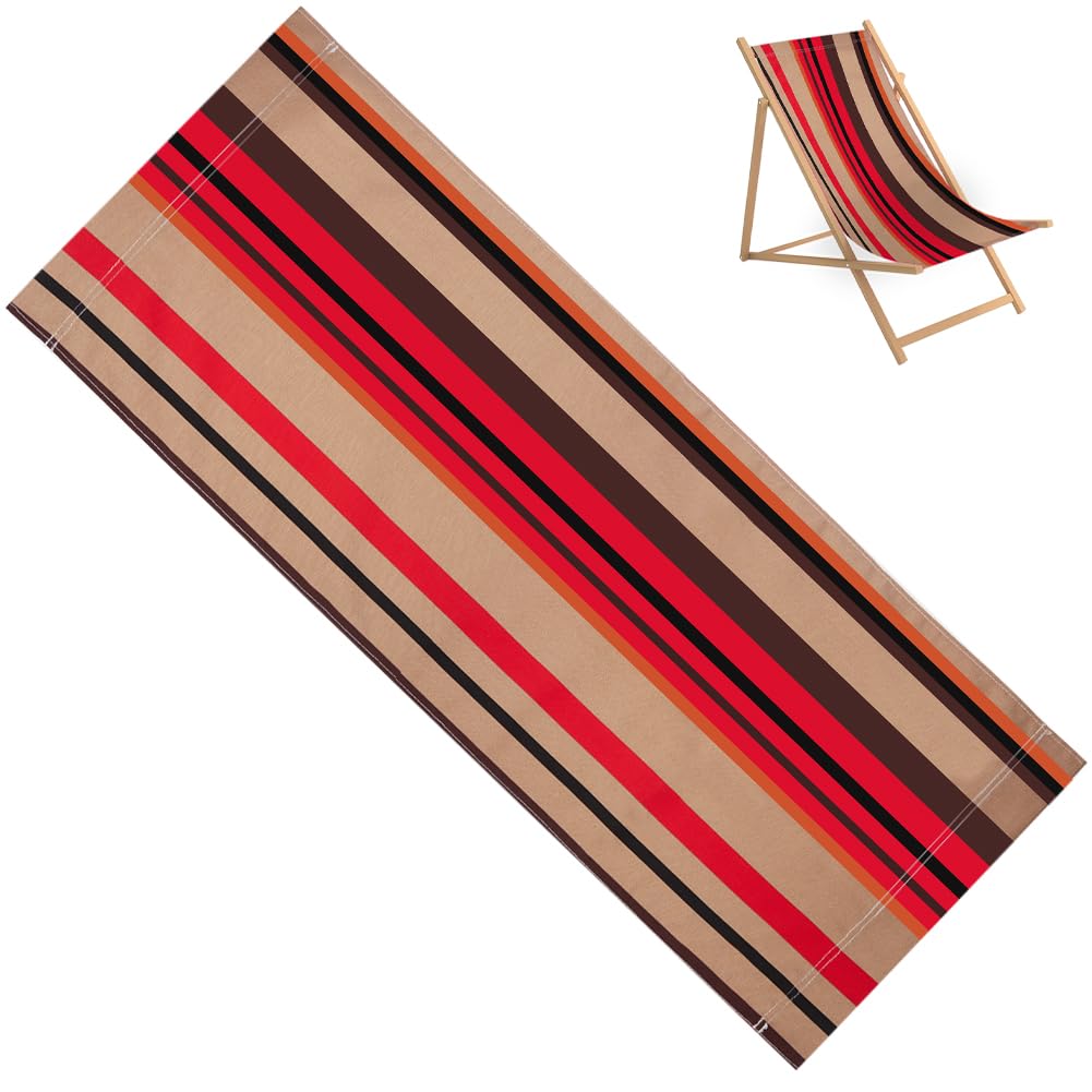 GORGECRAFT Beach Chair Replacement Fabric Burly Wood Orange Black Stripes Sling Chairs Canvas 113x43cm Folding Lounge Deck Chair Cloth Cover for Patio Outdoor Sunbathing Garden Courtyard